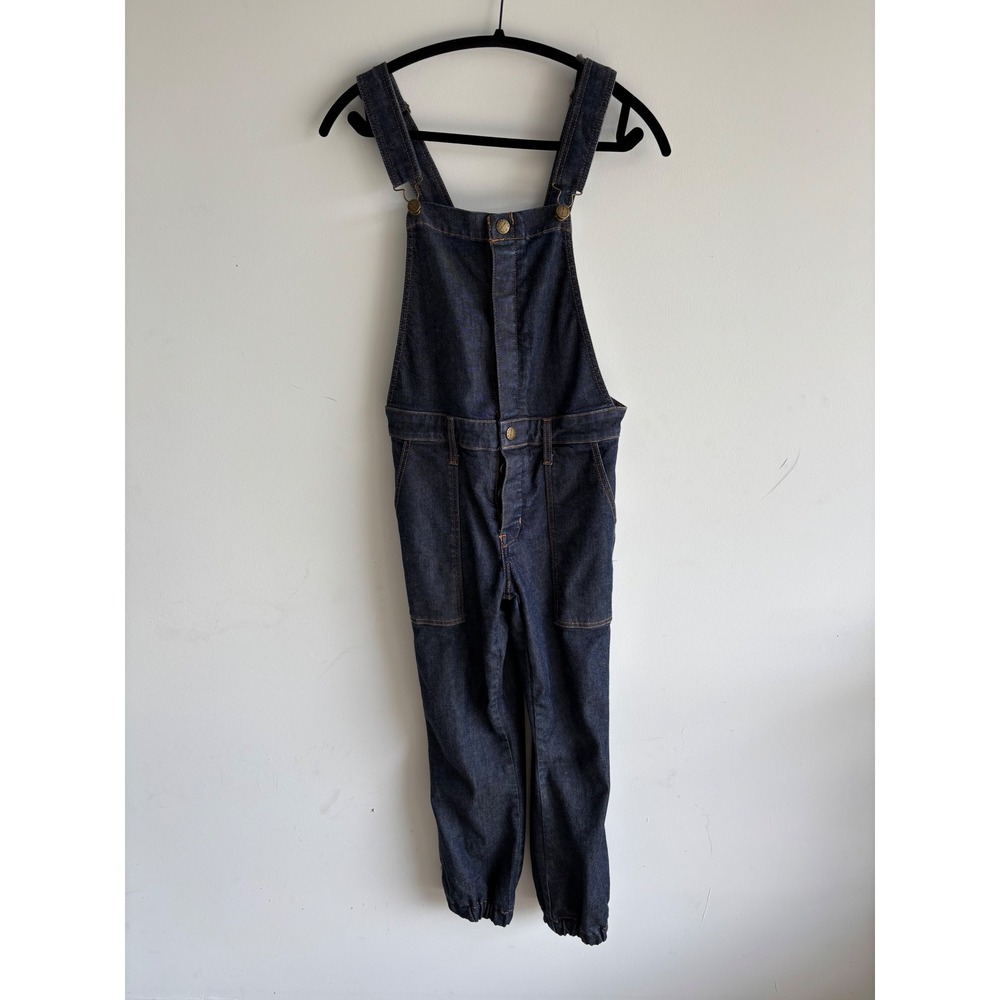Current/Elliott Dark Wash Denim Overalls Indigo Elastic Cuff Jogger Style size 1